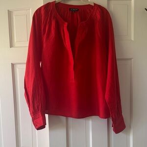 J. Crew Scarlet Red Flowy Linen Blouse